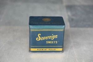 Vintage Sovereign Sweets Pepmint Rolls Ad Litho Tin Box, Collectible - Picture 1 of 8