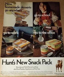 1970 Printanzeige - Jagd Snack Pack Pudding Obst süßes kleines Mädchen Pferd Werbung - Bild 1 von 2