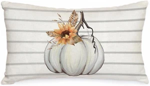 Fall Throw Lumbar Pillow Cover 12X20 Decorative Pumpkin Decorations Thanksgiving - Picture 1 of 7