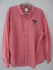 KA Knights Apparel Men Dress Shirt Georgia Bulldogs Red White Gingham Plaid XXL - Picture 1 of 4