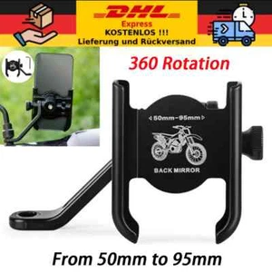 Motorrad Halterung Fahrrad Alu Handy Rückspiegel Halter Smartphone e-Bike Roller - Bild 1 von 12