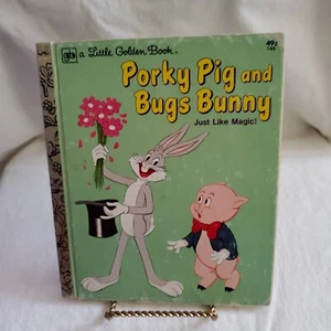 Little Golden Books: Porky PIg & Bugs Bunny Just Like Magic 2nd Printing 1976 - Picture 1 of 3