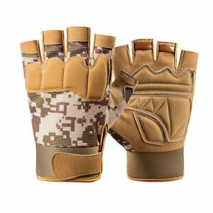 Men Tactical Gloves Military Army Shooting Fingerless Half Finger Fitness Glove~