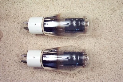 Two, Western Electric VT-25A, 10, military, ceramic base, match pair #2, UX-210 - Image 1 of 4