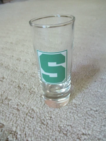 MICHIGAN STATE UNIVERSITY TALL SHOT GLASS   4 1/4 INCHES TALL NEW * Cover