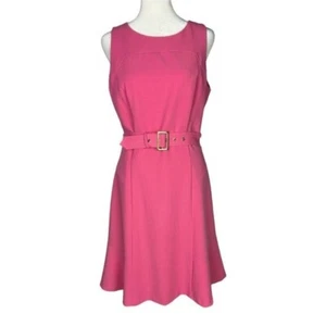 White House Black Market Pink Sleeveless Dress Belted Wedding Office Career NWT - Picture 1 of 12