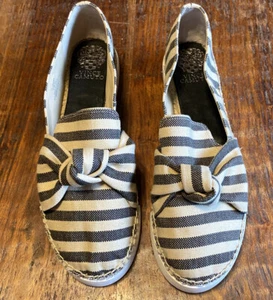 Vince Camuto Black Natural Stripe Knot Detail Tratida Slip-On Espadrille Sz 11 M - Picture 1 of 6