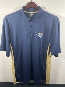 Saint Louis Rams Polo Shirt Mens L Large NFL Team Apparel Blue Short Sleeve - Picture 1 of 8