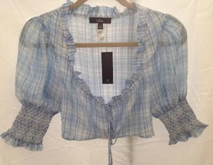 Nuevo con etiquetas Top corto acanalado a cuadros azul y blanco enfocado a la moda de Lulus Lulu XS - Imagen 1 de 5