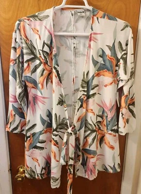 Hurley Women's Floral Tropical Hawaiian Long Sleeve Tama Wrap Dress Size XS - Image 1 of 4