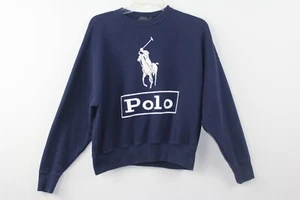 Ralph Lauren Polo Sz XS Navy Sweatshirt with Polo Logo on Full Front Cropped - Picture 1 of 5