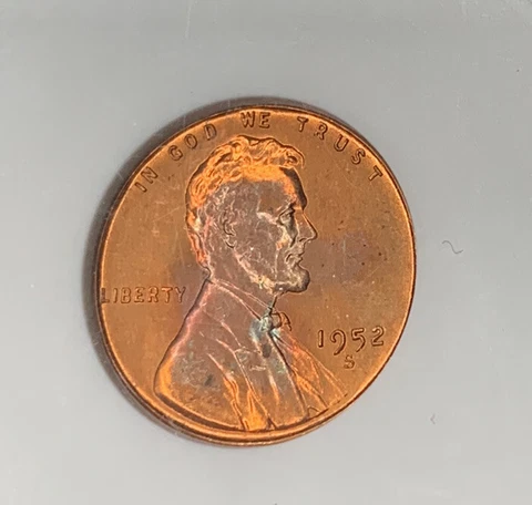 Toned 1952-S 1C RD Lincoln Wheat One Cent Anacs MS65RD  Soapbox Holder Cover