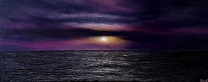 Original abstract Seascape painting "They say It's Beautiful",40"x16"x1.5" - Picture 1 of 5