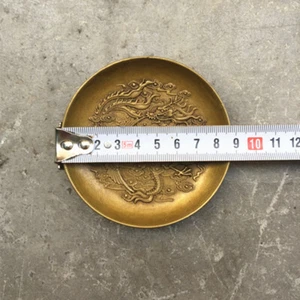 Antique Collect Antique Copper Plate Ornaments Dragon Phoenix Plate Saucer - Picture 1 of 4