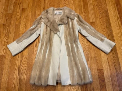Abrigo Lowenthals Cuero y Visón Beige Largo Medio Personalizado Mujer Pequeño Foto 1 de 4
