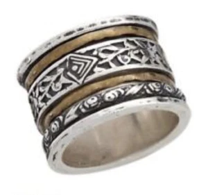 Silpada "Twirl Ring" R2293 Size 7 NIB Spinner Sterling Silver+Brass Was $109 - Picture 1 of 4