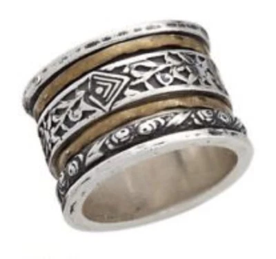 Silpada "Anillo Giratorio" R2293 Talla 7 Nuevo en Caja Giratorio Plata Esterlina + Latón Antes $109 Foto 1 de 4