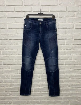 Vintage Men's Pierre Balmain Skinny Jeans Moto Biker Made in Italy Navy Size 32 - Image 1 of 4