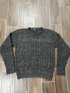 Polo Ralph Lauren Wool Silk Linen Cable Knit Sweater Gray Crewneck Size Medium - Picture 1 of 4
