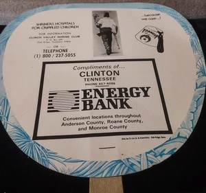 Ventilador publicitario de colección Clinton Tennessee Energy Bank y AAONMS Shriners Club Hospital - Imagen 1 de 4