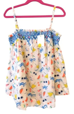 NWT Boden Girls Size 10 12 Beach Summer Themed Flowy Tank Top Shirt Smocked - Image 1 of 4