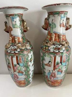 Ancienne très belle paire  de Vases CHINE- CANTON du Début du Siècle 1900 - Photo 1/4