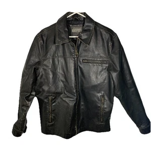 Chaqueta de Corredor Aeropostale Envejecida Marrón Chocolate Oscuro Cuero Sintético Hombres Talla M - Imagen 1 de 15