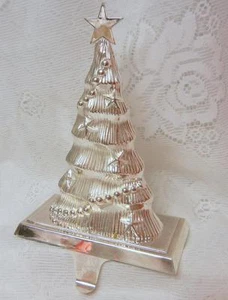 De colección Plateado Árbol de Navidad Manto Gancho Medias Hangas Pesadas - Imagen 1 de 8