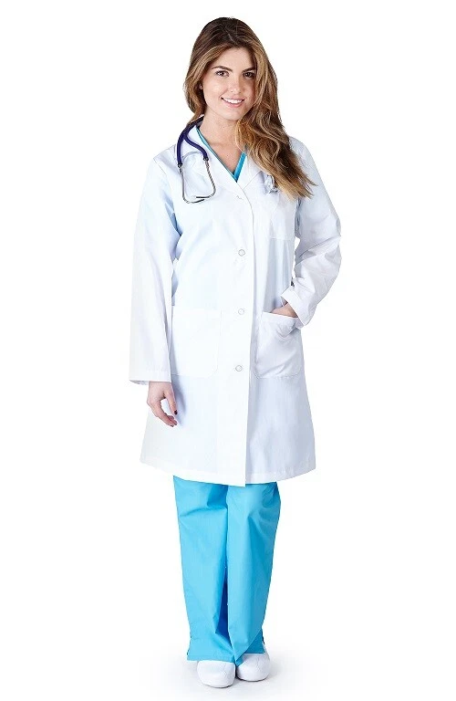 Medical White Unisex Lab Coat Uniform for Men and Women Long Sleeve Jacket 1516 - Image 1 of 1