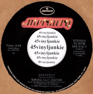 Swing Out Sister NM 45 rpm "Breakout" on Mercury Records - Picture 1 of 2
