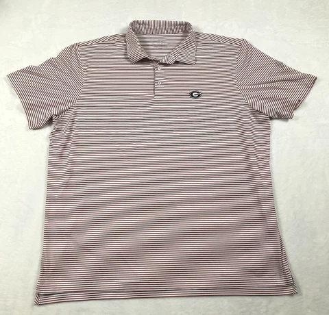 Vineyard Vines Mens XXL Shirt Georgia Bulldogs UGA Performance Polo Striped Red Cover