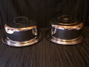 Vintage Lot of 2 Everedy Cake Keeper Carrier Locking Lid Chrome 60's 11.5 x 7" - Picture 1 of 13