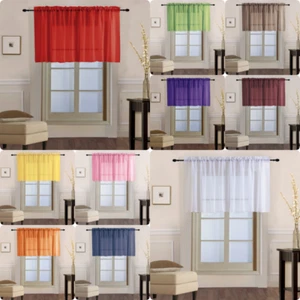 ALL SEASON 1PC VOILE SHEER STRAIGHT VALANCE WINDOW CUTAIN SHORT PANEL  (V16)