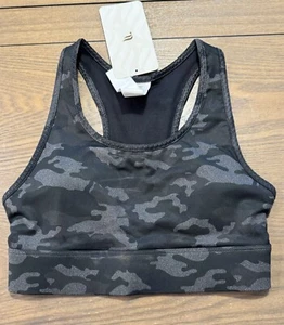 Fabletics Mila Medium Impact Sports Bra black Camo Racerback Women’s XS NWT - Picture 1 of 3