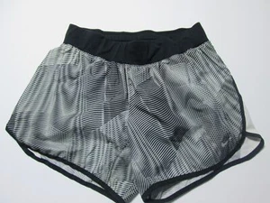 Nike Youth Girls Size XL Athletic Shorts Gray Tie Stretch Striped Logo Sportwear - Picture 1 of 5