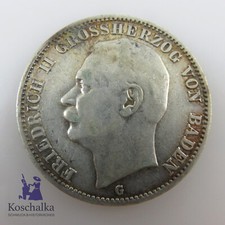 Baden, silver coin, 3 marks 1908 with Grand Duke Frederick II (E10)