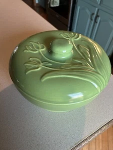 Vintage Lime Green MCM Santa Anita Ware California Pottery Casserole Dish - Picture 1 of 8