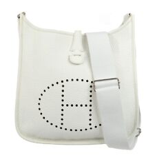 Hermes White Taurillon Clemence Evelyne 3 PM Shoulder Bag RB□L 112207