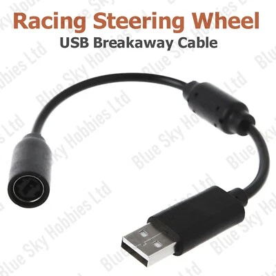 Breakaway Cable For Logitech Racing Steering Wheel USB For Xbox One 360 Black UK - Image 1 of 4