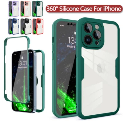 360° Front+Back Silicone Clear Case For iPhone 17 16 15 14 Pro 13 12 11 XR Cover - Image 1 of 4