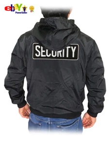 SECURITY GUARD Stickerei Abzeichen Windbreaker wasserdicht Coach Kapuze schwarz Jacke - Bild 1 von 5