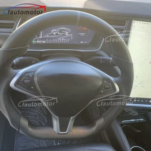 Volante de fibra de carbono mate cuero liso para Tesla Model S Model X - Imagen 1 de 10