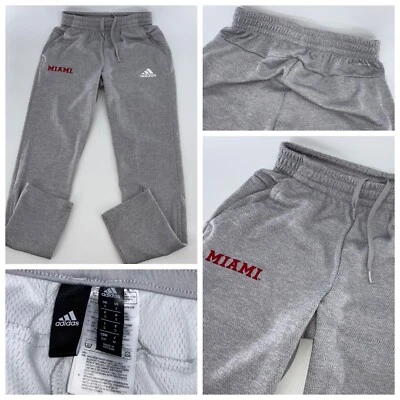 Miami Redhawks Adidas Climawarm Sweatpants Men S Gray Poly Drawstring YGI T4-29 - Image 1 of 4