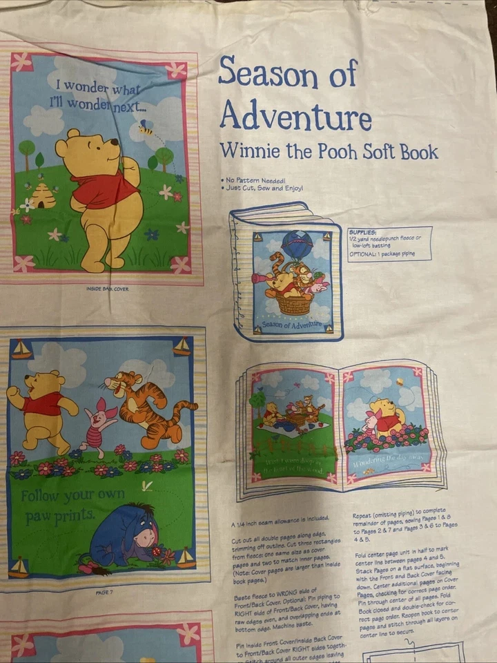 Disney Winnie The Pooh Season Of Adventure Soft Book Fabric Panels ~Vintage~OOP - Image 1 of 2
