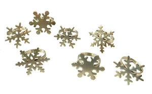 Park Designs "Silver" Snowflake Napkin Rings Set of 7 with 3 Different Patterns - Picture 1 of 6
