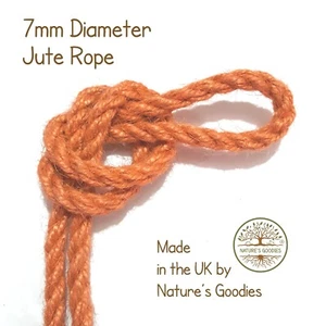 Orange Farbe 1m x 7mm dickes farbiges Juteseil für Kunsthandwerk Seilarbeit - Bild 1 von 7