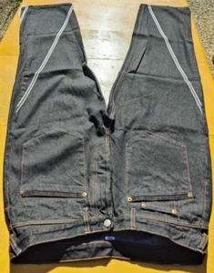 VTG e Evisu Heritage Button Fly Denim Baggy Blue Jeans (Men's 40) Actual 36x32 - Picture 1 of 11