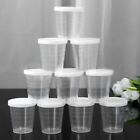 Plastic Measure Cups Transparent Tool With White Lids 10Pcs 100ml Useful