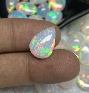 4 Crt Natürlicher Äthiopischer Feueropal Cabochon AAA+++ Top Qualität Birnenform - Bild 1 von 7