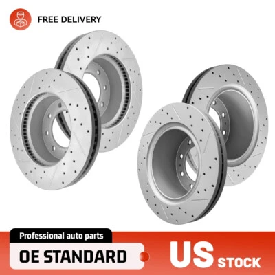 Front & Rear Drilled Slotted Brake Rotors for 2011 2012 2013-2023 Ram 2500 3500 - Image 1 of 4